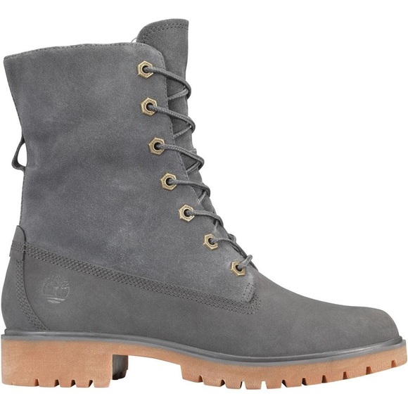 Timberland Jayne Teddy Fleece Waterproof Fold-Down Women's Boots Sz 7 Gray Suede - Picture 1 of 13